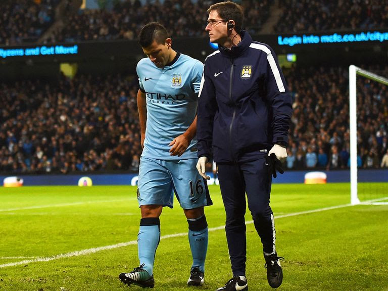 Sergio Aguero: Limped off against Everton