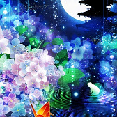 梅雨月に紫陽花 壱梅雨 和風 幻想壁紙