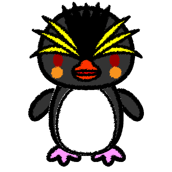 手書き風でかわいいイワトビペンギンの無料イラスト 商用フリー オイデ43