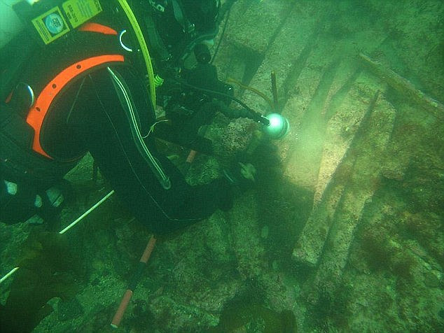 Divers from St Andrews University, searching for Doggerland, the underwater country dubbed 'Britain's Atlantis', in 2012. The underwater area is hard to explore as it is a busy sea lane with murky waters