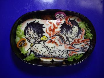 彩色海苔切り ルフィ エース ワンピースキャラ弁 こうたのお弁当アルバム