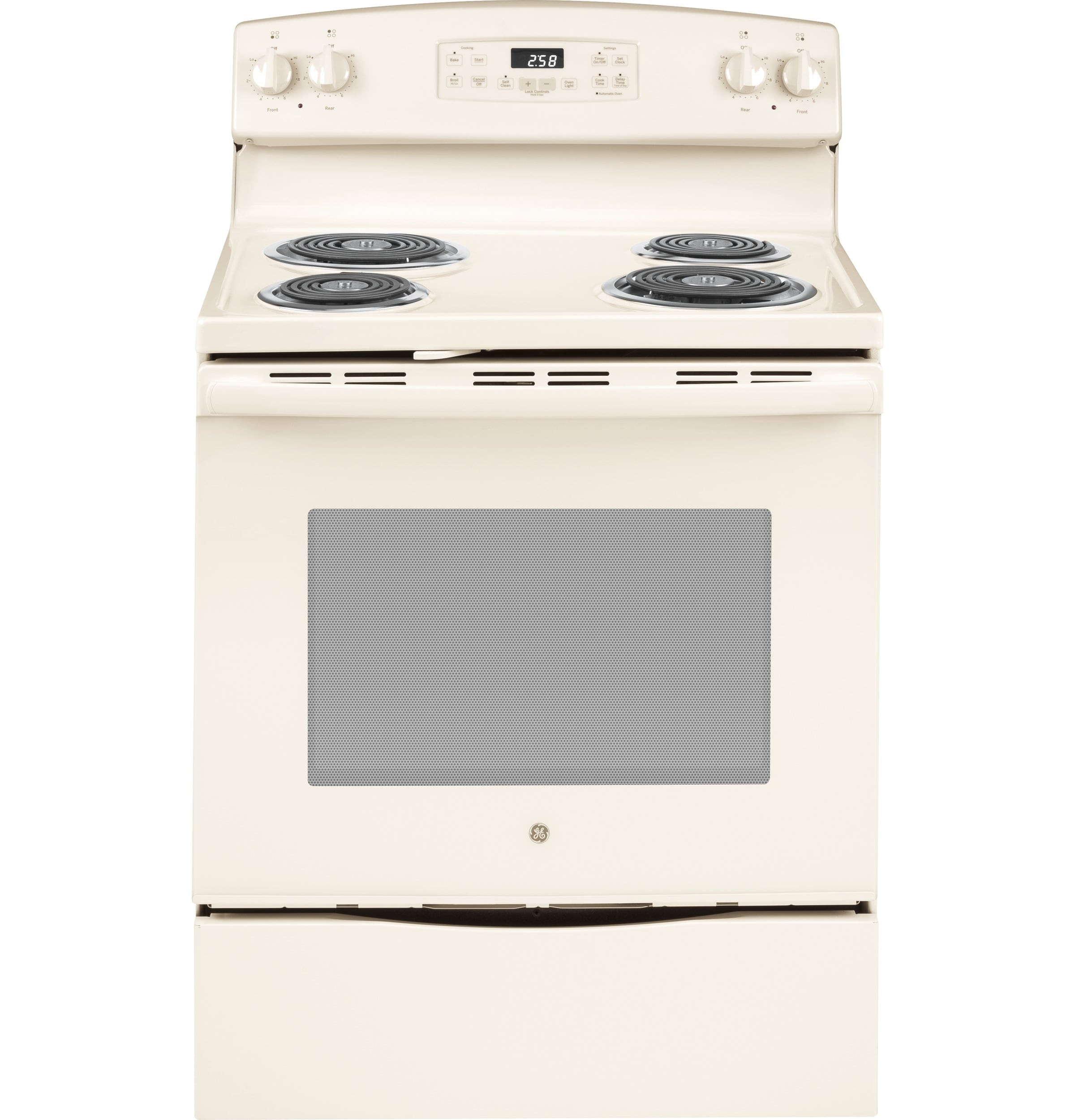 Ge 30 In 4 Elements 5 3 Cu Ft Self Cleaning Freestanding Electric Range Bisque In The Single Oven Electric Ranges Department At Lowes Com