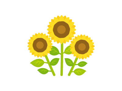 フリー素材 3本のヒマワリを描いたフリーイラスト 夏のデザインにぴったり
