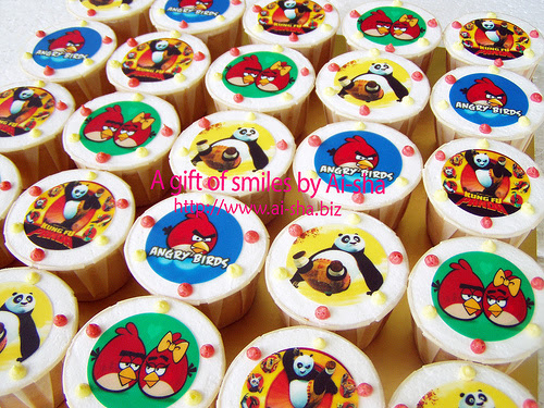 Cupcakes Edible Image Kungfu Panda & Angry Birds 