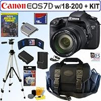 Canon EOS 7D 18 MP CMOS Digital SLR Camera with EF-S 18-200mm f/3.5-5.6 IS Standard Zoom Lens + 16GB Deluxe Accessory Kit