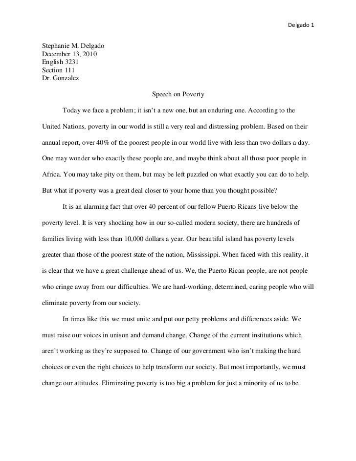 speech outline about poverty