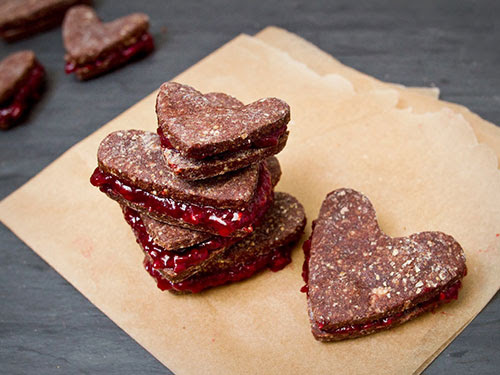 Date Sweetened Chocolate Raspberry Valentine Cookies