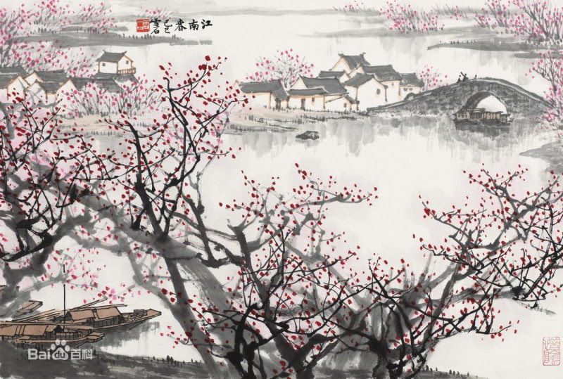 江南春景色简笔画 万图壁纸网