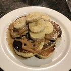 peanut butter banana pancakes, 3:10 AM, drunk af, happy new years! [homemade]