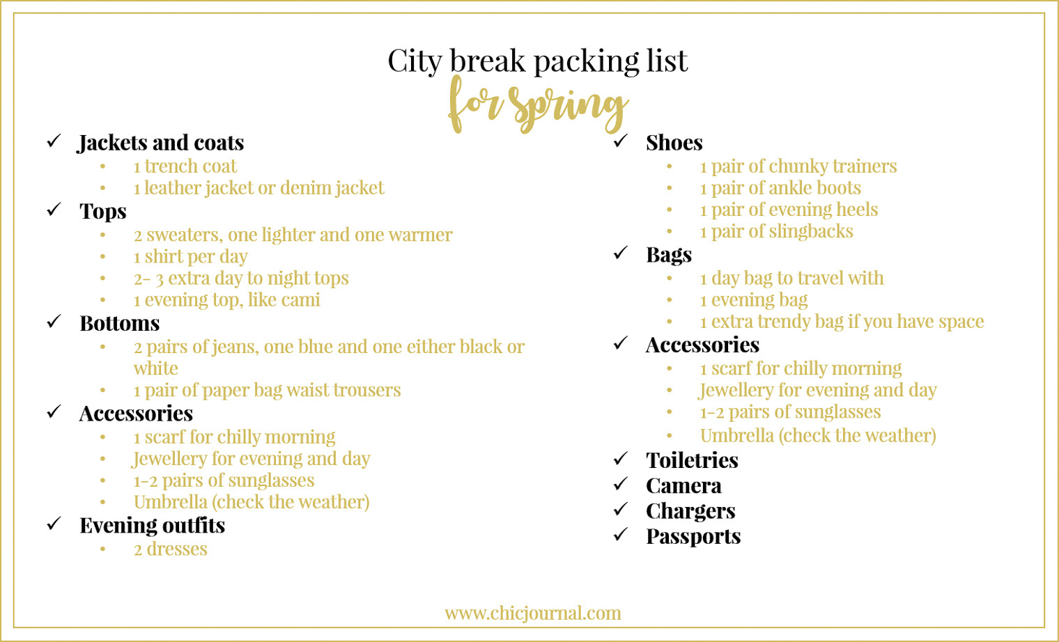 Planning Long Weekend Here Is Your City Break Packing List Chic Journal