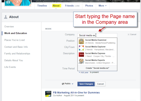 Add your Page name