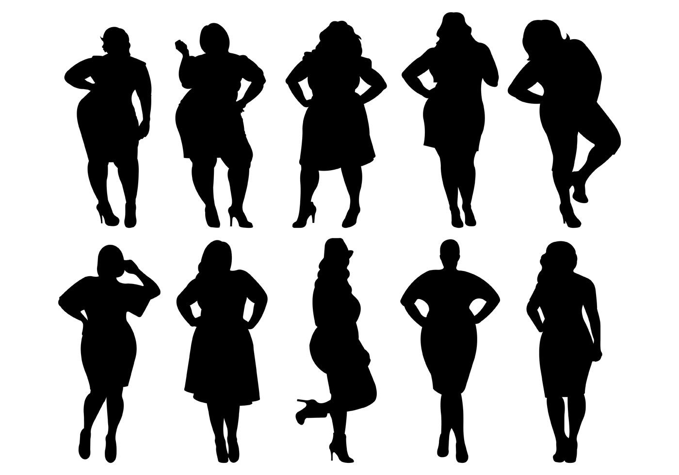 Download Fat Women Silhouettes Vector - Download Free Vector Art ...