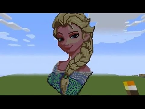 마인크래프트로 만든 겨울왕국 엘사 (Minecraft Pixel Art - Elsa Frozen 