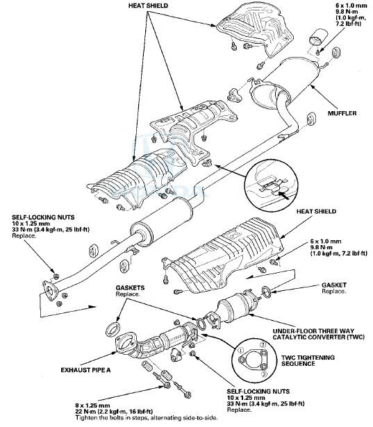 Honda accord exhaust system diagram