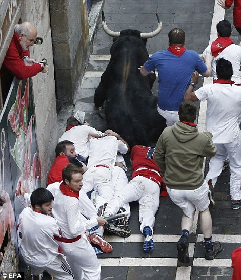 Man vs beast: Each year tourists take part to see if they can outrun the bulls