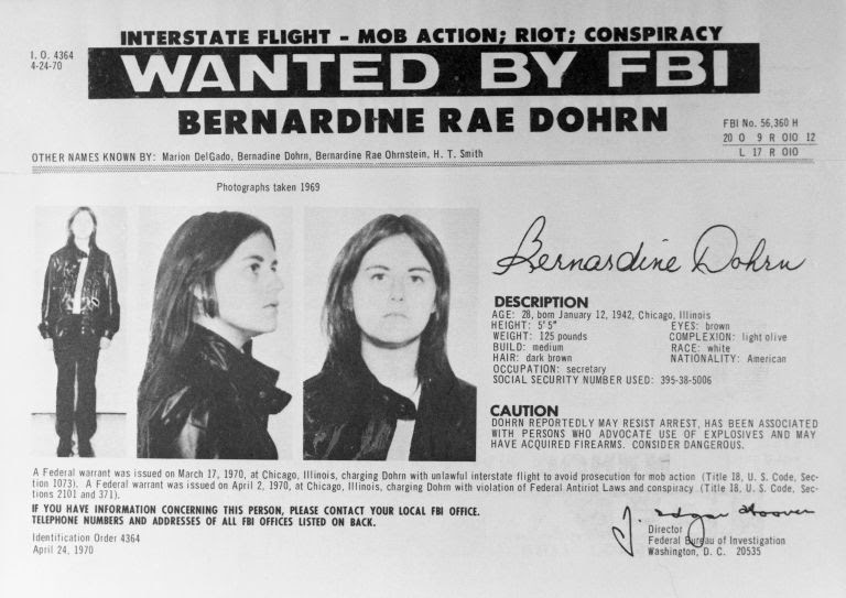 Bernardine Dohrn FBI Wanted poster