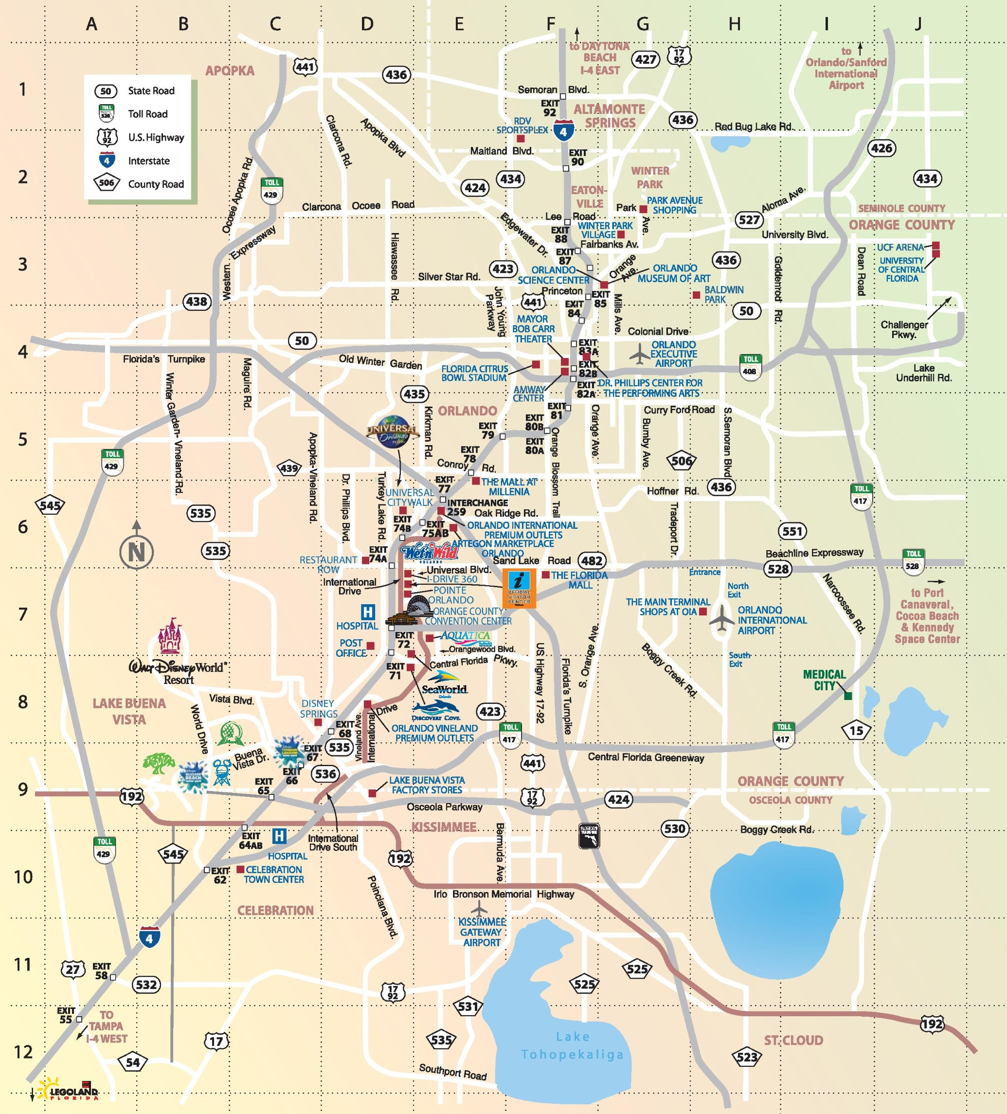 Tourist Map Of Orlando Orlando tourist attractions map