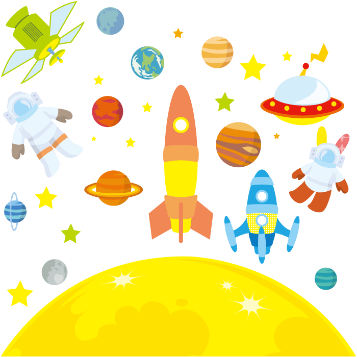 フリーイラスト 月と惑星とロケットとufoと宇宙飛行士でアハ体験 Gahag 著作権フリー写真 イラスト素材集