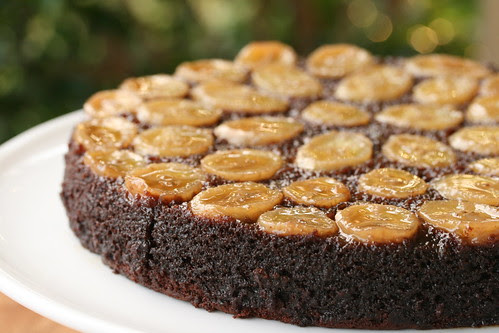 Chocolate-Caramel-Banana Upside-Down Cake