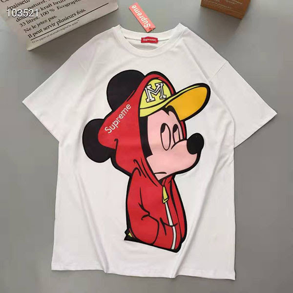 Supreme Mickeyコラボｔシャツ 半袖 ミッキーｔシャツ 男女兼用 可愛い 安い