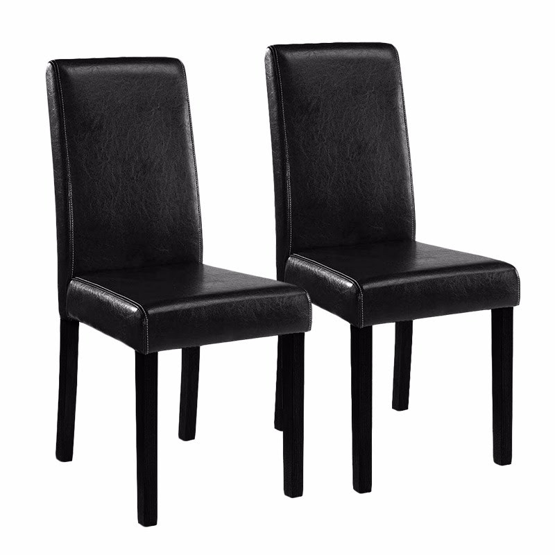 2 black Leather Contemporary Parson PU restaurant Dining ...