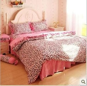 Amazon.com - Perfectos 4pcs Queen Size Cute Classic Pink Leopard ...