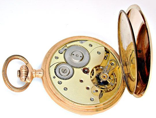 Originalfoto ANTIKE HERREN-SPRUNGDECKEL-TASCHENUHR, 14K, TOLLES WERK