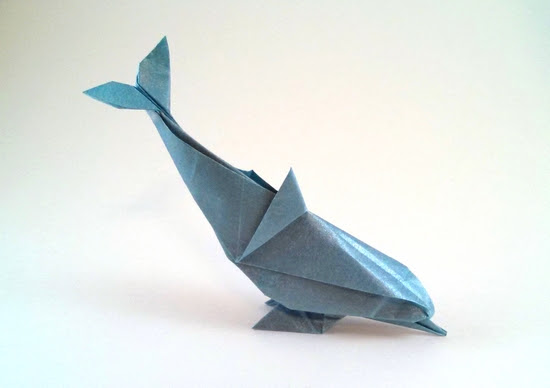 Origami Dolphin by Gerard Ty Sovann Folded from a square of Nicolas 