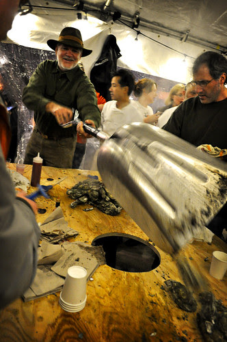 Hot oysters on the table