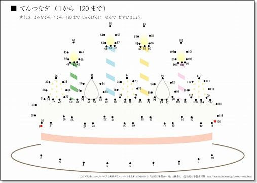 点つなぎ ケーキ 1までの数字練習 無料ダウンロード ちびむすブログ
