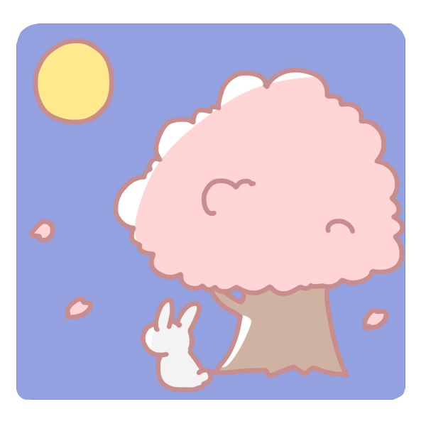 桜とウサギと満月のイラスト かわいいフリー素材が無料のイラストレイン