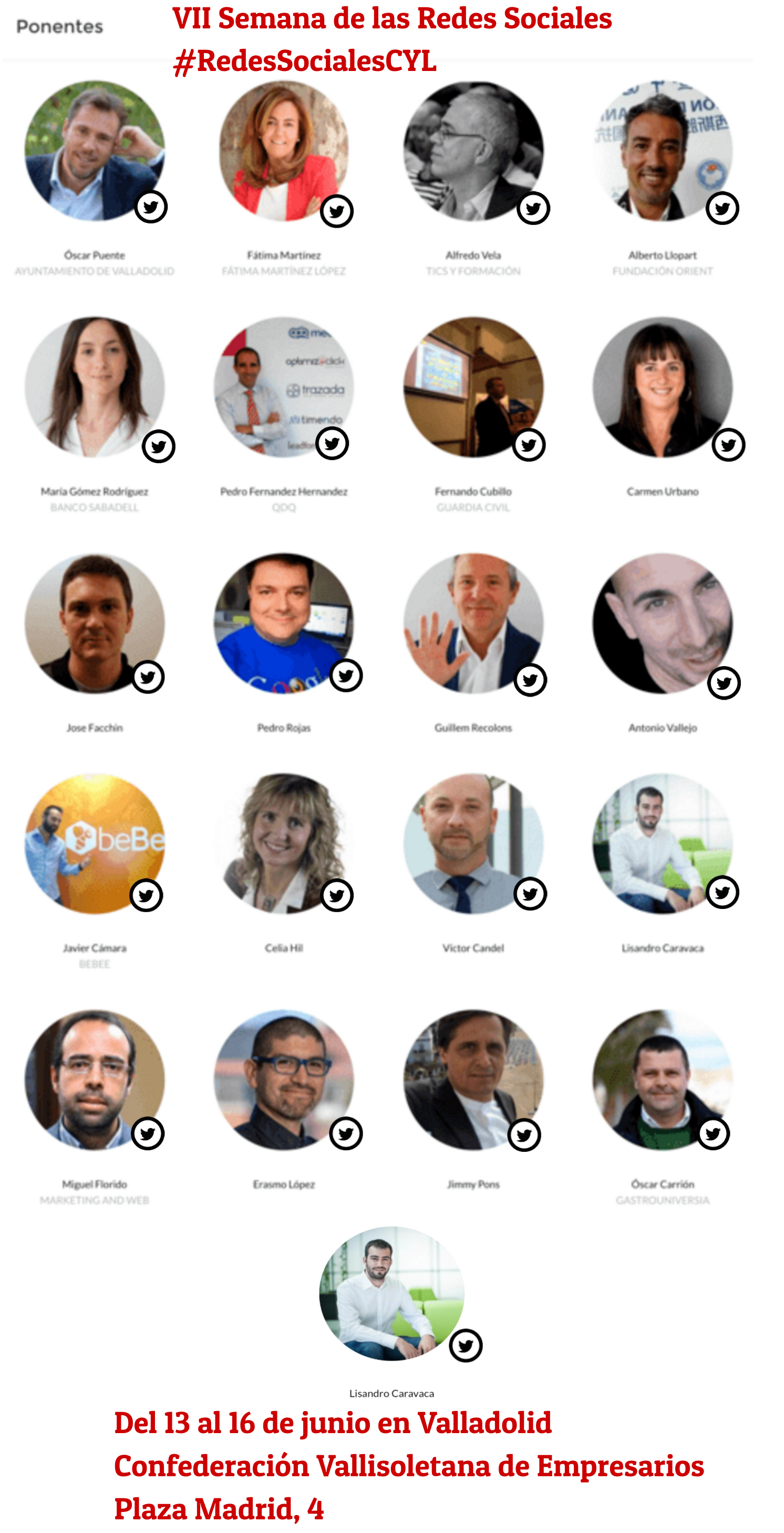 Ponentes de la VII Semana de las Redes Sociales de Castilla y Léon