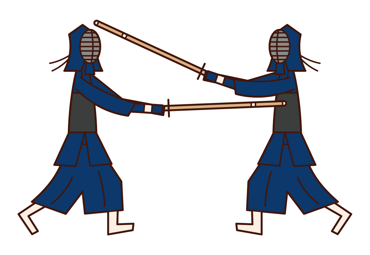 試合をする剣道の選手のイラスト フリーイラスト素材 Kukukeke ククケケ