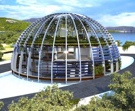 Naomi Campbell glass dome house shaped like the eye of ...