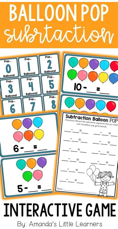  subtraction game balloon pop subtraction games kindergarten