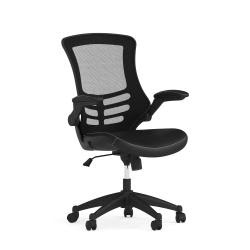 Flash Furniture Leather Mid-Back Swivel Chair With Flip-Up Arms, Black