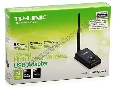 TL-WN7200ND Adaptador USB Inalámbrico TP-Link 150Mbps 2.4GHz 802.11n/g/b,  hasta 500 mW TL-WN7200ND