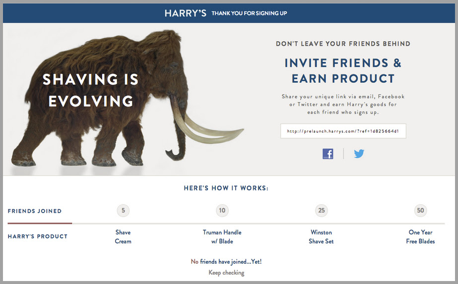 Harrys Sharing page