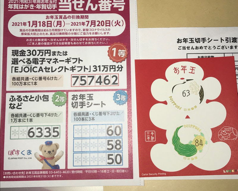1等30万円お年玉付き年賀はがき賞品交換方法 当たり葉書の交換