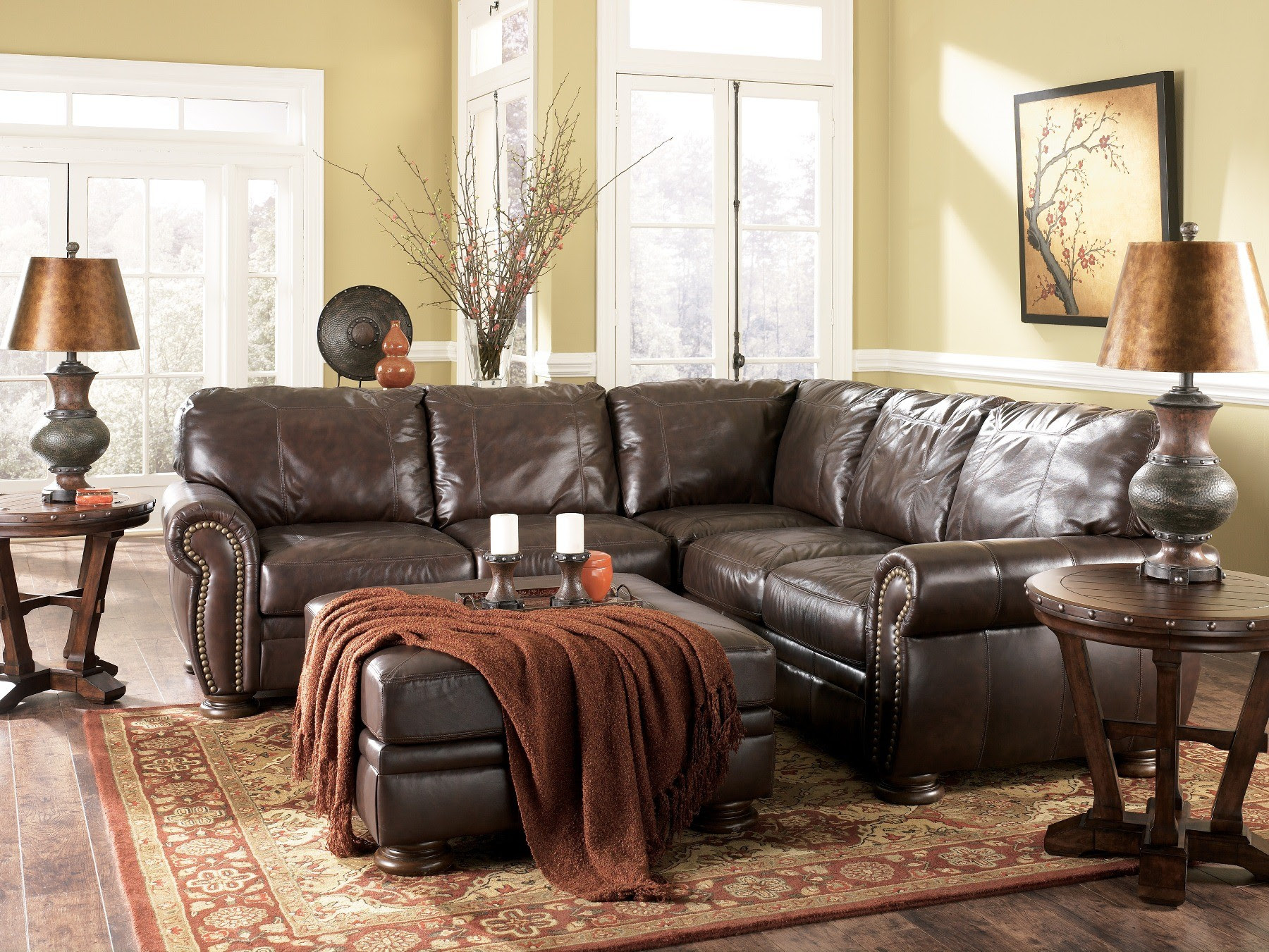 Palmer Walnut Sectional Sofa, Ashley Furniture, 2050067, Living ...