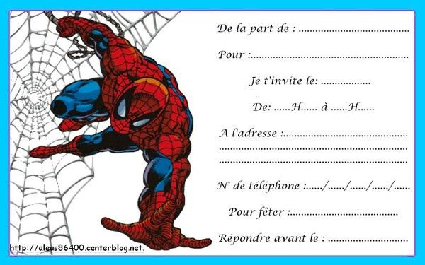 Carte Invitation Spiderman