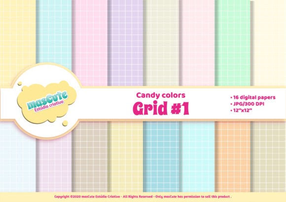 Crella Digital Paper Pack - Grid 1 Print on Demands Design by mascute.arte Compatible with Cameo Silhouette Studio, Cricut and other cutting machines for any crafting projects.