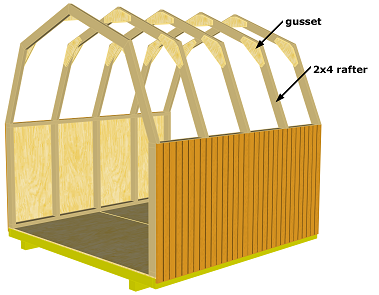 Storage shed roof frame details and building instructions