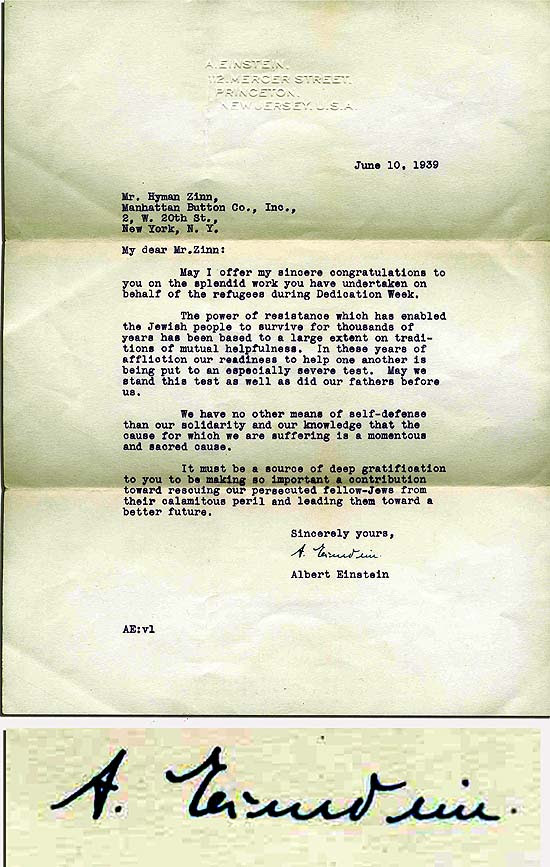 UM POR TUDO: Carta do físico Albert Einstein, que mostra 