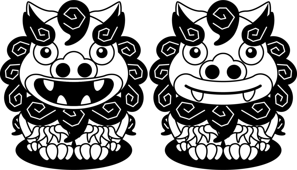商用フリー 無料イラスト モノクロ 白黒 のシーサー Shisa030 商用ok フリー素材集 ナイスなイラスト