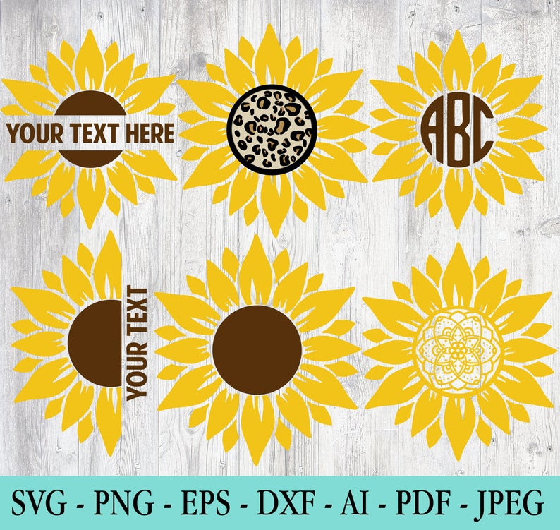 Download Sunflower Svg Bundle Sunflower Svg Flower Svg Monogram Svg Half Su Heather Roberts Art