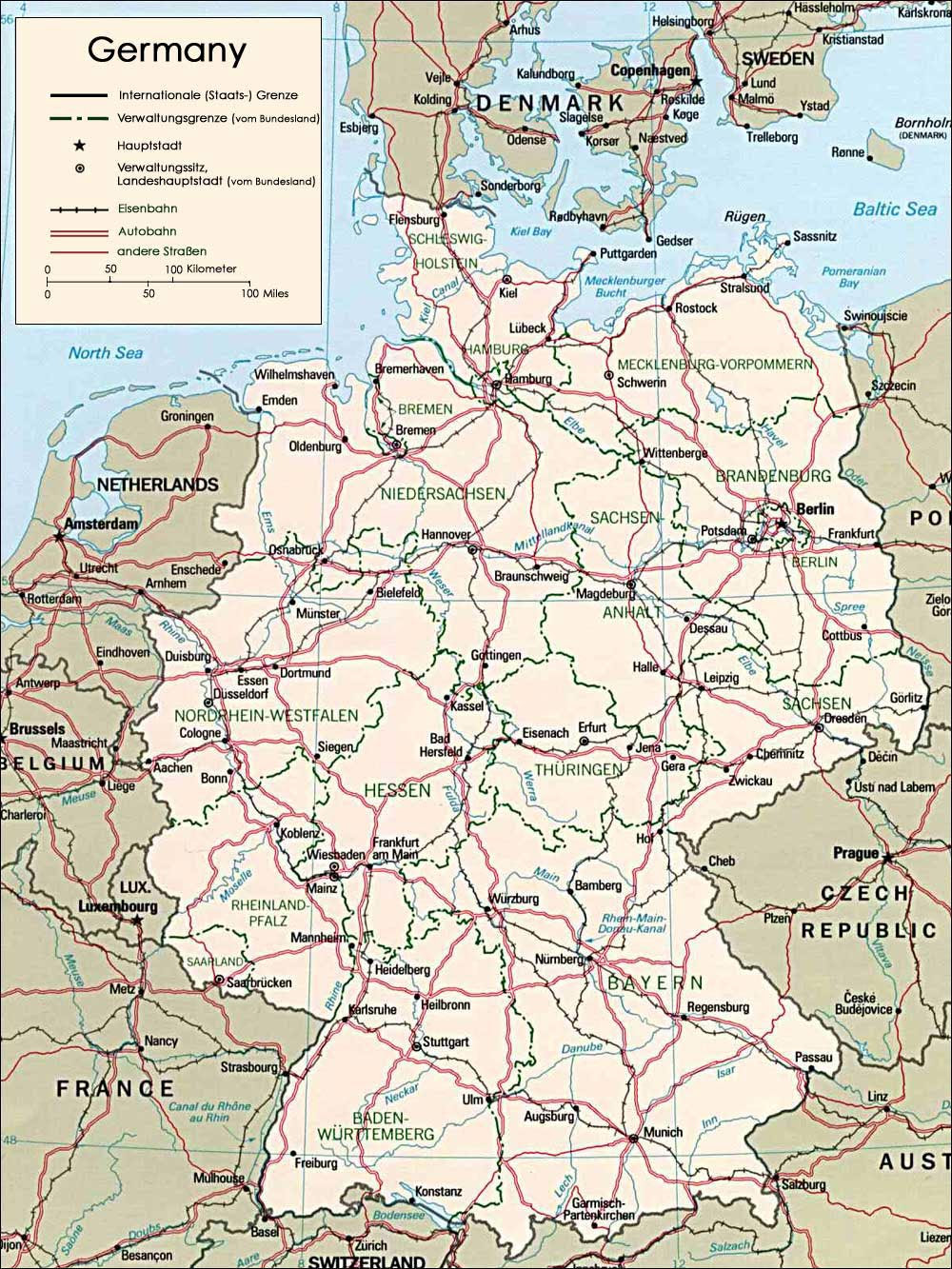 kaart van duitsland met plaatsnamen Duitsland landkaart | Afdrukbare plattegronden van Duitsland 