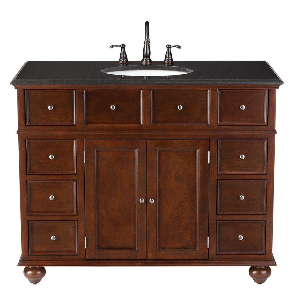 Home Decorators Collection Hampton Harbor 44 in. Vanity in Sequoia with Granite Vanity Top in 