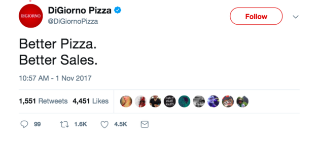 And just so it was painfully clear who they were throwing shade at, DiGiorno followed its initial tweet with this one: