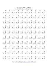 Multiplying With 7, 8, 9 (C) Worksheet for 3rd - 5th Grade ...